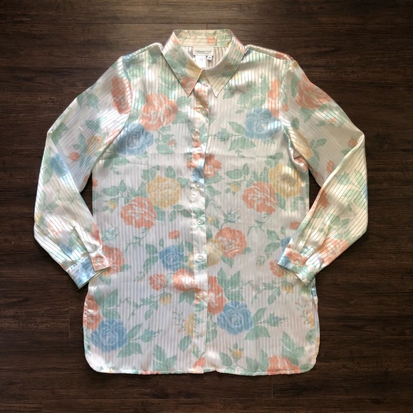 Coldwater Creek Other - Coldwater Creek Floral Silk Button Down